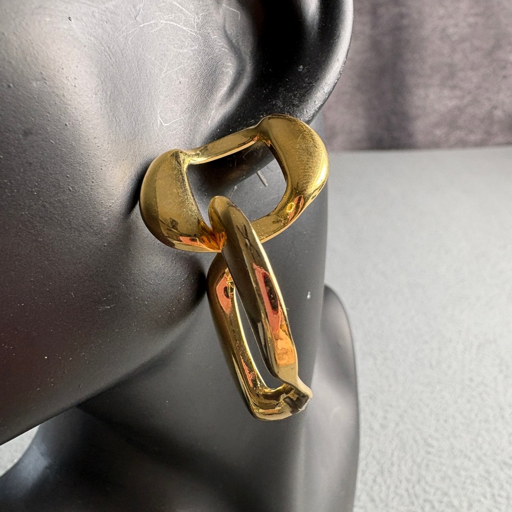 Park Lane Gold Tone Double Link Door Knocker Statement Earrings Vintage Style